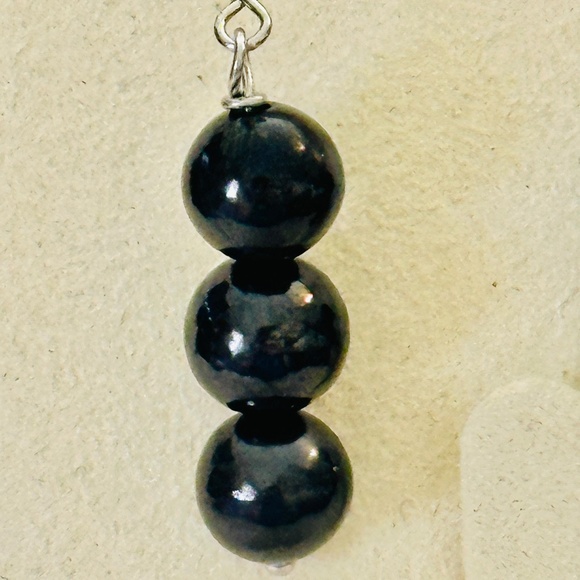925 Sterling Silver Shungite Dangle Earrings NWOT - Picture 3 of 7